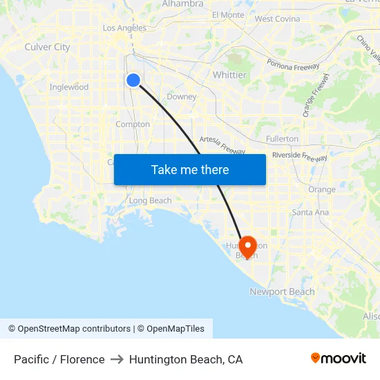 Pacific / Florence to Huntington Beach, CA map
