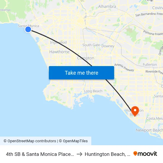 4th SB & Santa Monica Place Co to Huntington Beach, CA map
