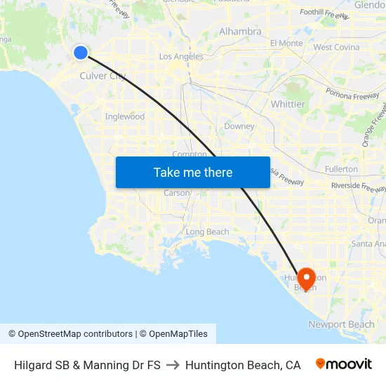 Hilgard SB & Manning Dr FS to Huntington Beach, CA map
