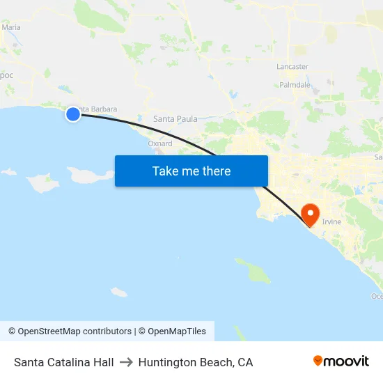 Santa Catalina Hall to Huntington Beach, CA map