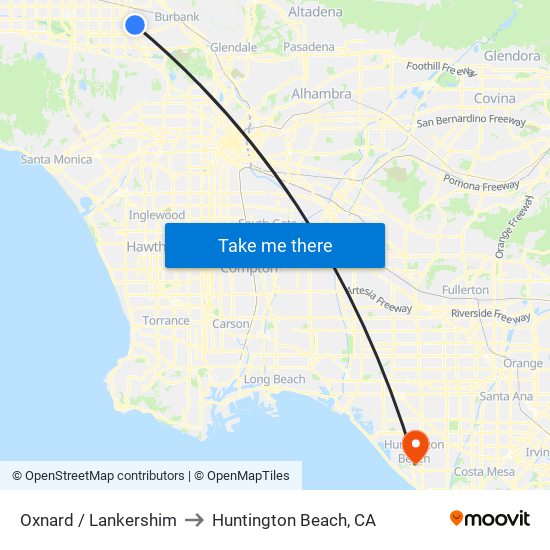 Oxnard / Lankershim to Huntington Beach, CA map