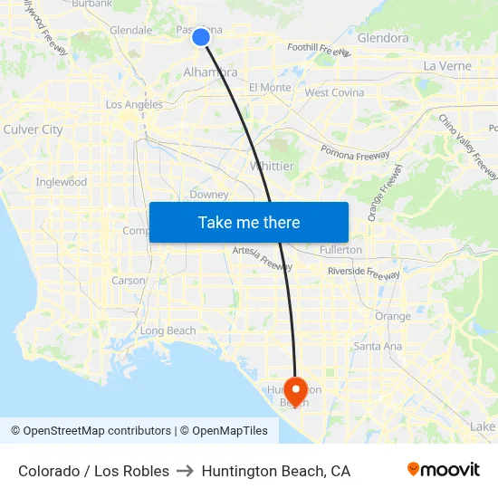 Colorado / Los Robles to Huntington Beach, CA map