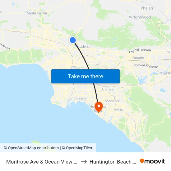 Montrose Ave & Ocean View Blvd to Huntington Beach, CA map