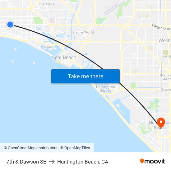 7th & Dawson SE to Huntington Beach, CA map