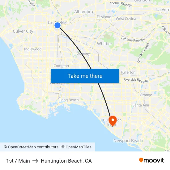 1st / Main to Huntington Beach, CA map