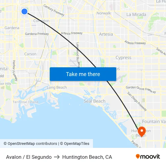 Avalon / El Segundo to Huntington Beach, CA map
