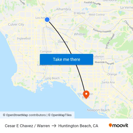 Cesar E Chavez / Warren to Huntington Beach, CA map
