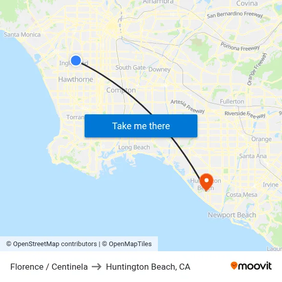 Florence / Centinela to Huntington Beach, CA map