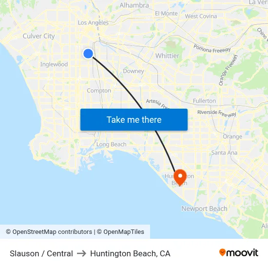 Slauson / Central to Huntington Beach, CA map