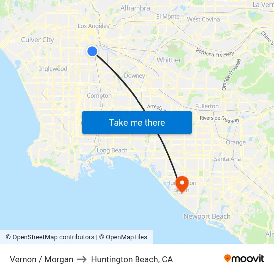 Vernon / Morgan to Huntington Beach, CA map