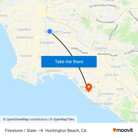 Firestone / State to Huntington Beach, CA map