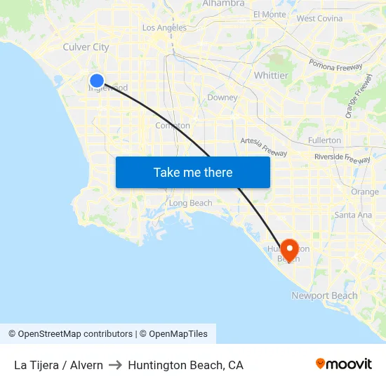 La Tijera / Alvern to Huntington Beach, CA map