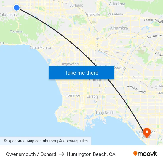 Owensmouth / Oxnard to Huntington Beach, CA map