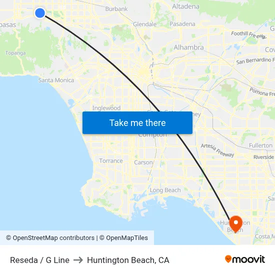 Reseda / G Line to Huntington Beach, CA map