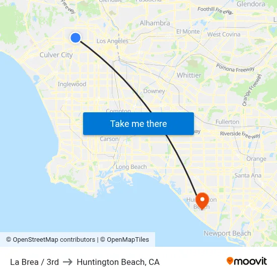 La Brea / 3rd to Huntington Beach, CA map