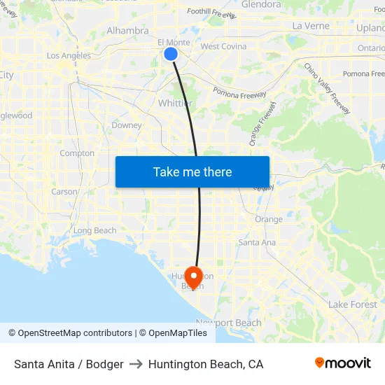 Santa Anita / Bodger to Huntington Beach, CA map