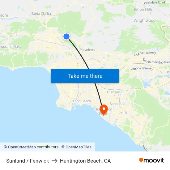 Sunland / Fenwick to Huntington Beach, CA map