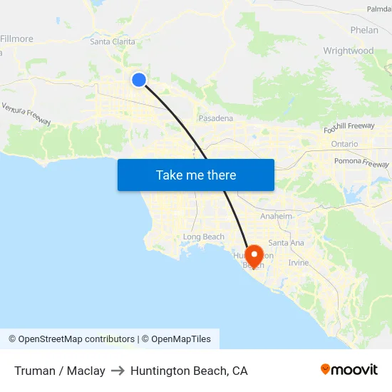 Truman / Maclay to Huntington Beach, CA map