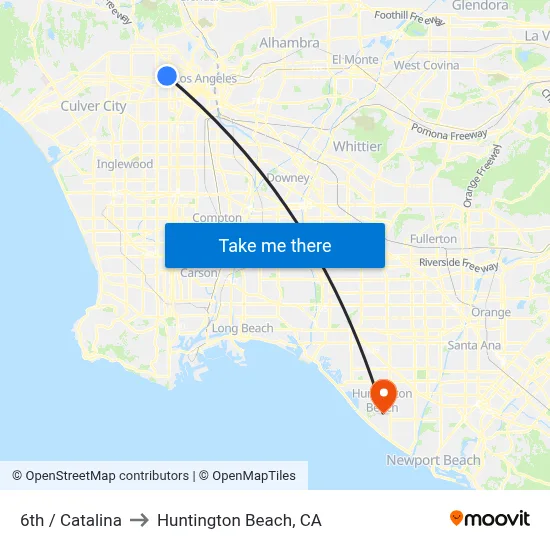 6th / Catalina to Huntington Beach, CA map