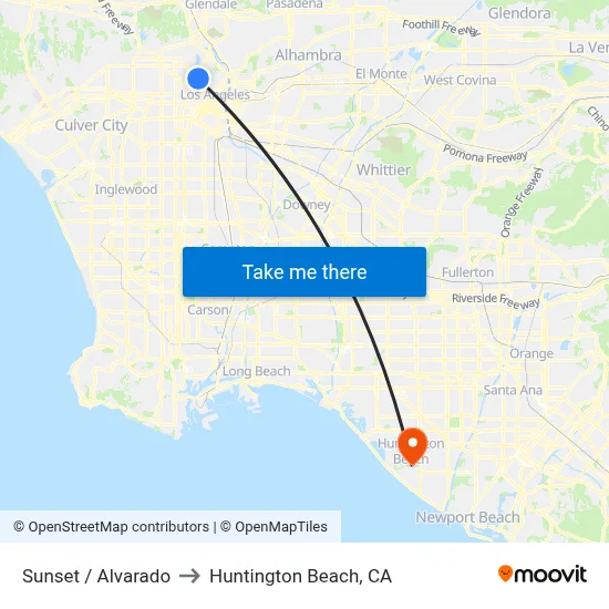 Sunset / Alvarado to Huntington Beach, CA map