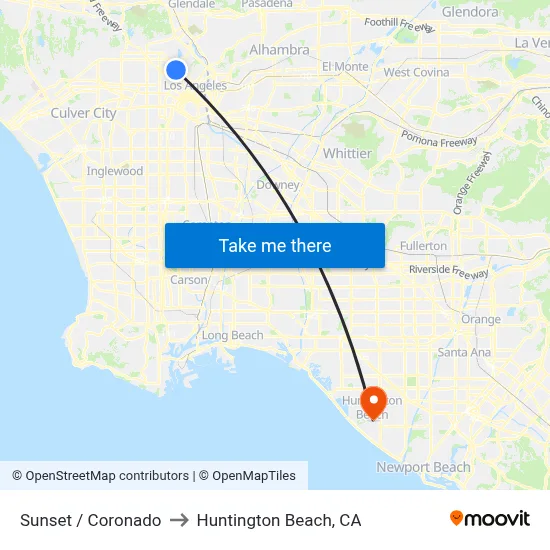 Sunset / Coronado to Huntington Beach, CA map