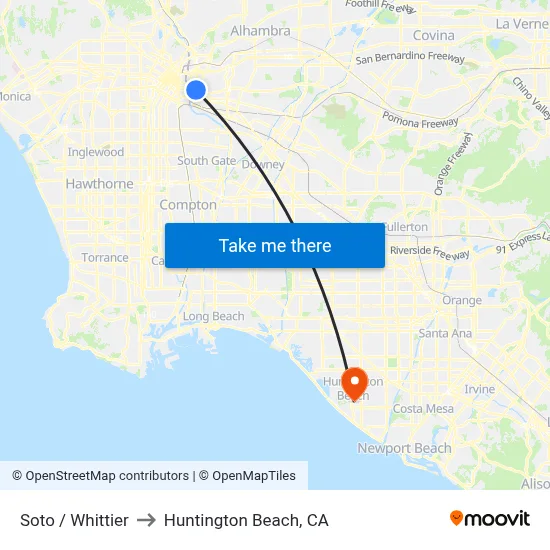 Soto / Whittier to Huntington Beach, CA map