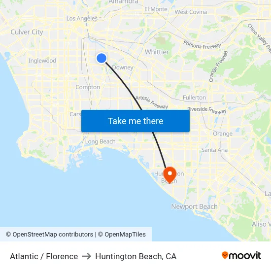 Atlantic / Florence to Huntington Beach, CA map
