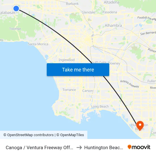 Canoga / Ventura Freeway Off Ramp to Huntington Beach, CA map