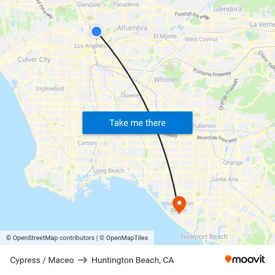 Cypress / Maceo to Huntington Beach, CA map