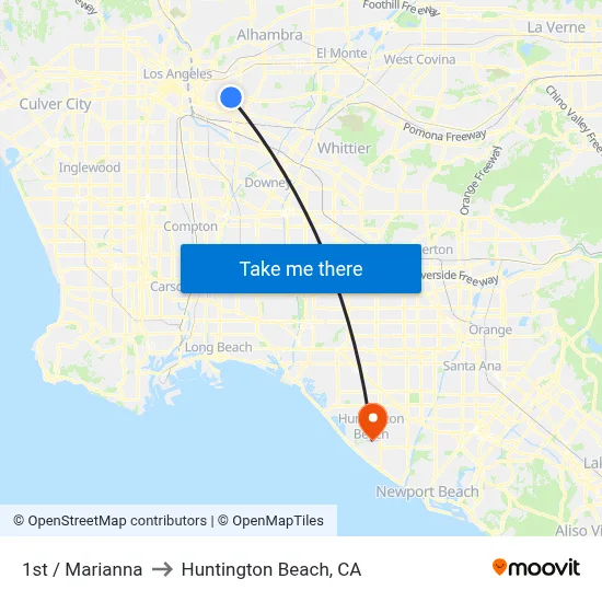 1st / Marianna to Huntington Beach, CA map