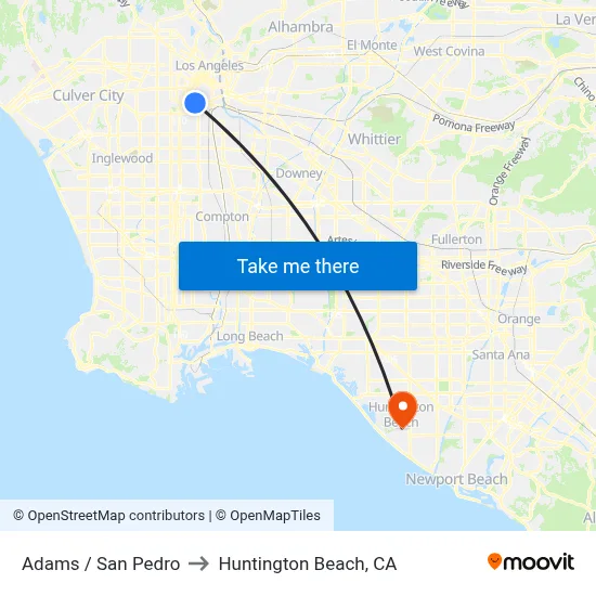 Adams / San Pedro to Huntington Beach, CA map