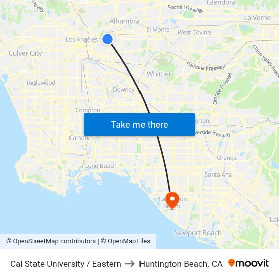 Cal State University / Eastern to Huntington Beach, CA map