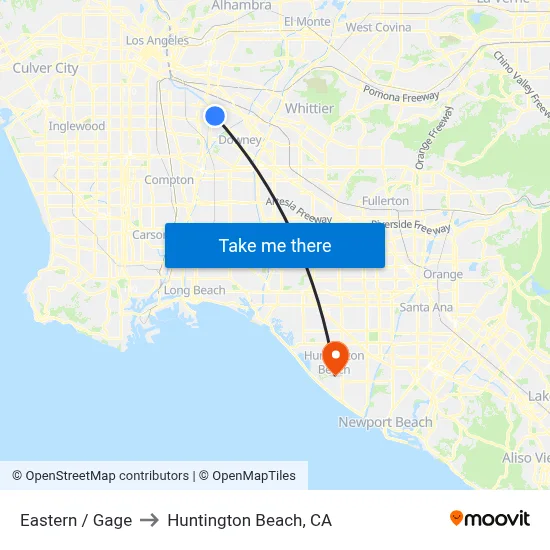Eastern / Gage to Huntington Beach, CA map