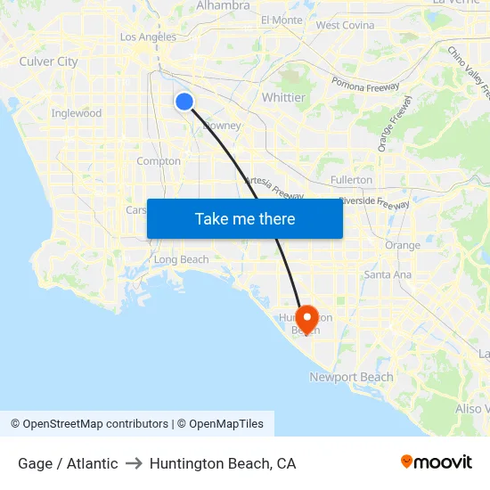 Gage / Atlantic to Huntington Beach, CA map