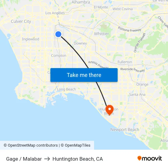 Gage / Malabar to Huntington Beach, CA map