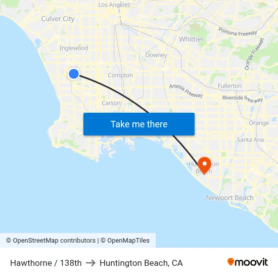 Hawthorne / 138th to Huntington Beach, CA map