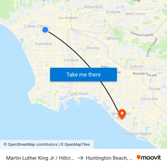 Martin Luther King Jr / Hillcrest to Huntington Beach, CA map