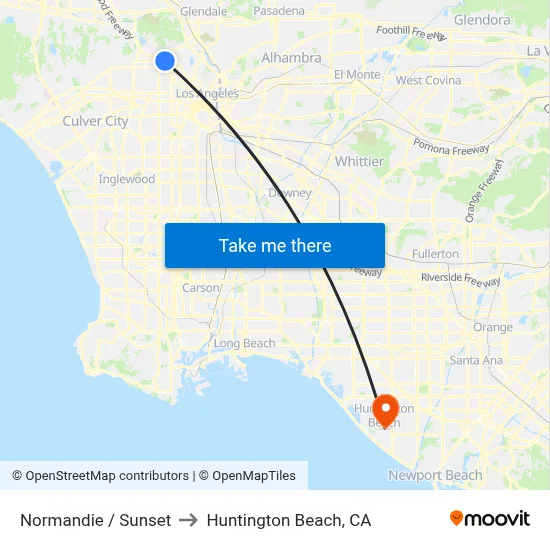 Normandie / Sunset to Huntington Beach, CA map