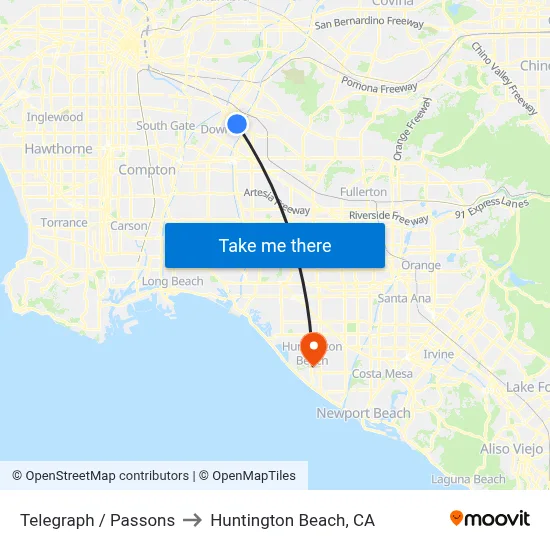 Telegraph / Passons to Huntington Beach, CA map