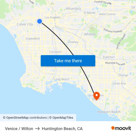 Venice / Wilton to Huntington Beach, CA map