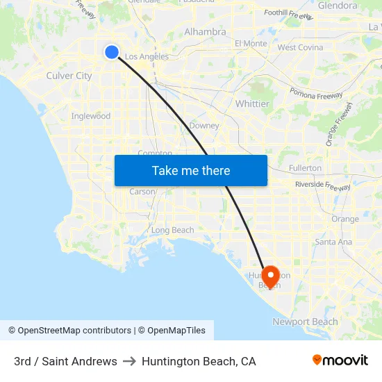 3rd / Saint Andrews to Huntington Beach, CA map
