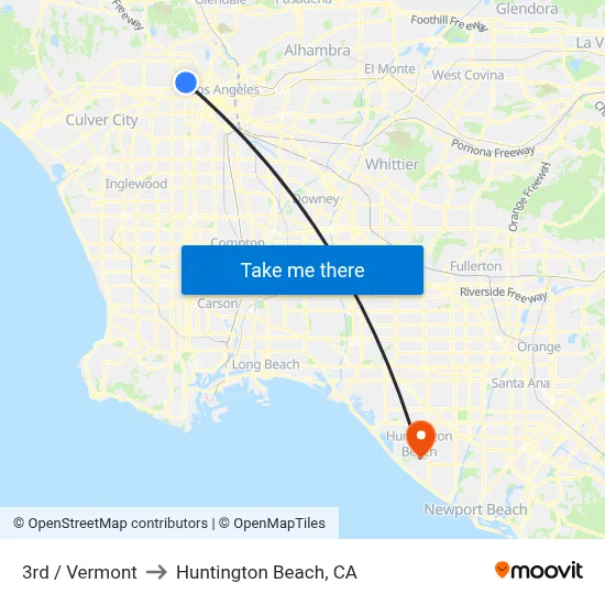3rd / Vermont to Huntington Beach, CA map