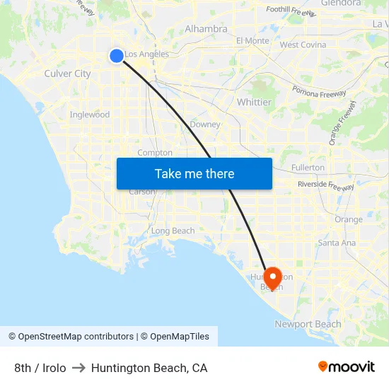 8th / Irolo to Huntington Beach, CA map