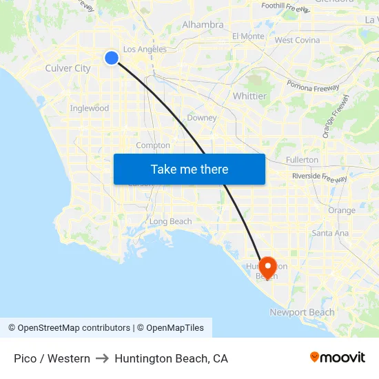 Pico / Western to Huntington Beach, CA map