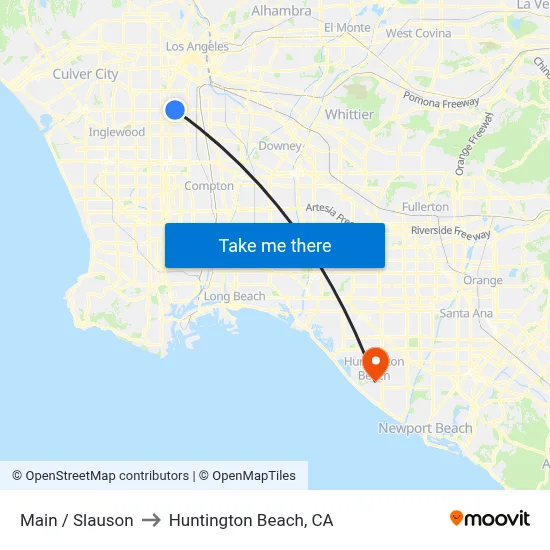 Main / Slauson to Huntington Beach, CA map