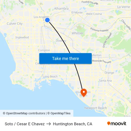 Soto / Cesar E Chavez to Huntington Beach, CA map