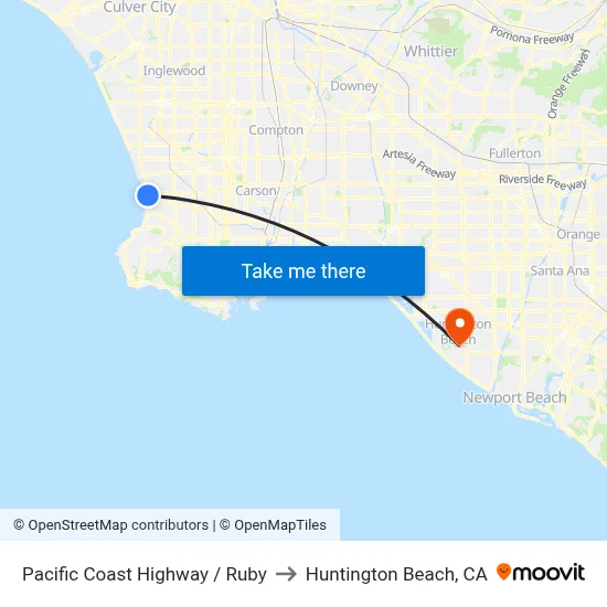 Pacific Coast Highway / Ruby to Huntington Beach, CA map