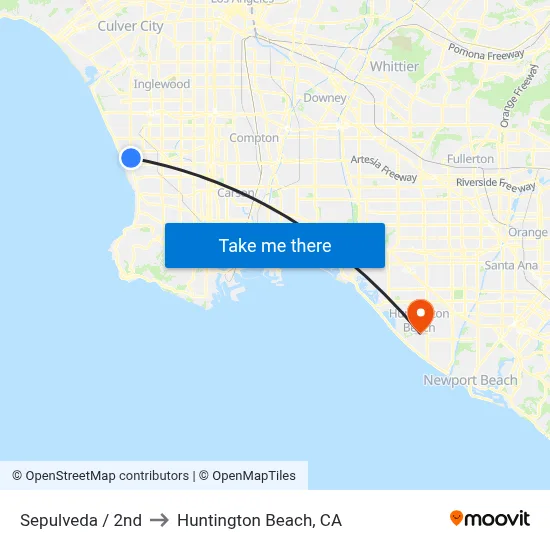 Sepulveda / 2nd to Huntington Beach, CA map