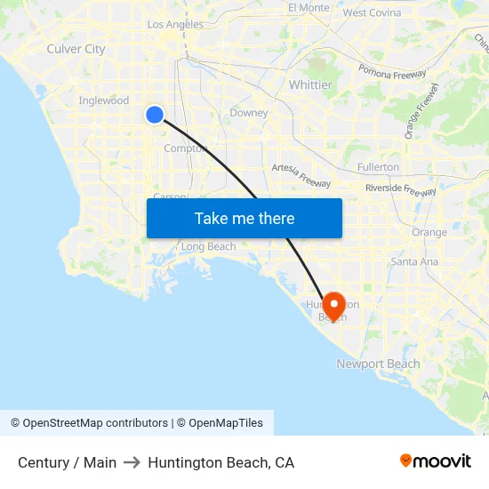 Century / Main to Huntington Beach, CA map