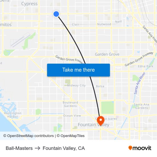 Ball-Masters to Fountain Valley, CA map